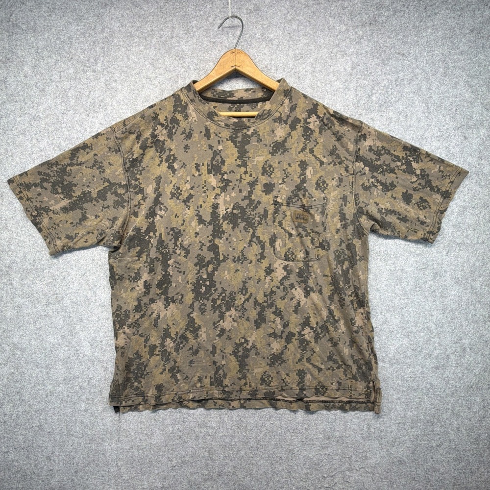 Big Smith Mens 2X Digital Camo Pocket T-Shirt Green Grey Cotton Crew Neck